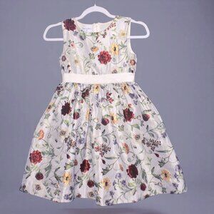 Oscar de la Renta Girls Botanical Floral Jacquard Dress 8 8Y